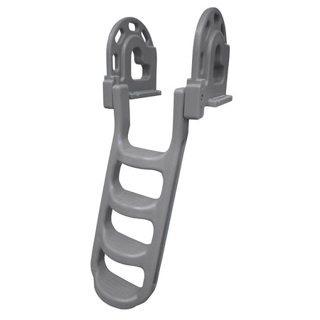 Dock Edge Stand - Off Flip - Up Polyethylene Roto Molded 4 - Step Dock Ladder - Grey - Get Tight Gear