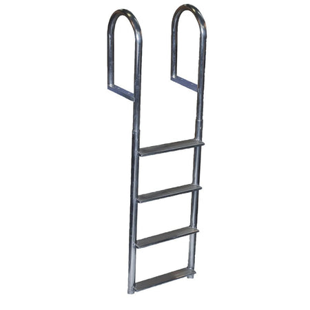 Dock Edge Welded Aluminum Fixed Wide Step Ladder - 4 - Step - Get Tight Gear