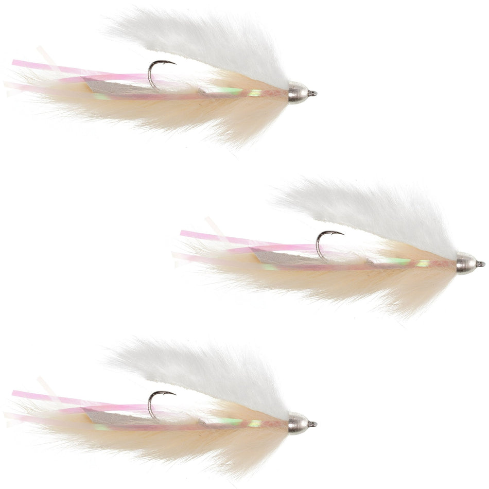 Dolly Llama Stinger Streamer Flies - 3 Flesh and Cream Steelhead Trout Alaska Fly Fishing Flies - Hook Size 4 - Get Tight Gear
