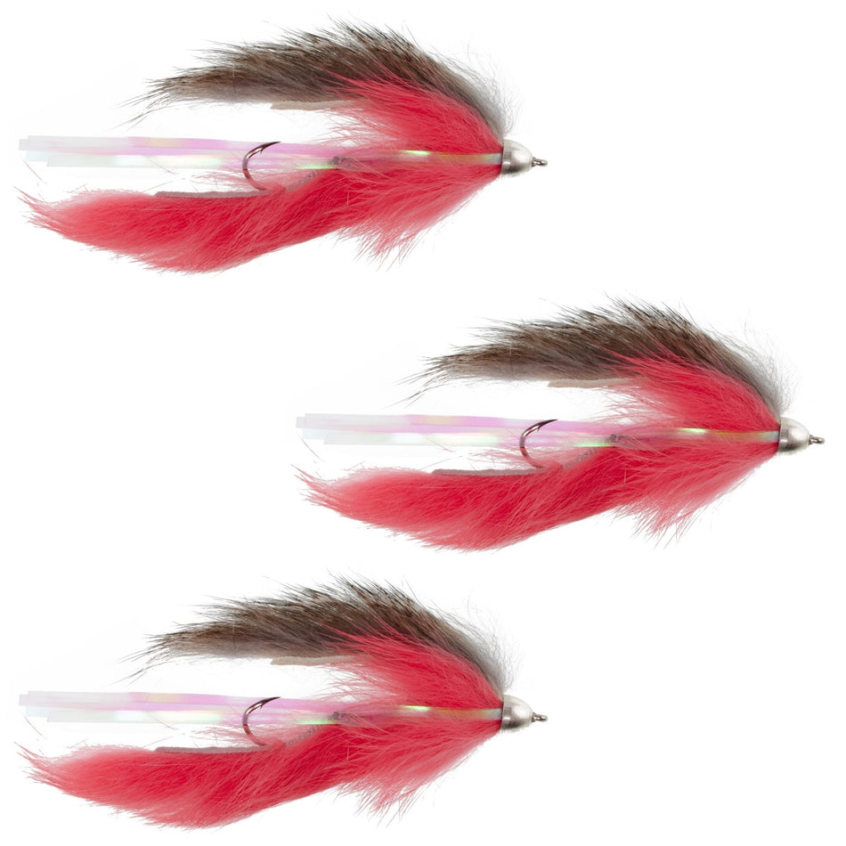 Dolly Llama Stinger Streamer Flies - 3 Natural and Salmon Steelhead Trout Alaska Fly Fishing Flies - Hook Size 4 - Get Tight Gear
