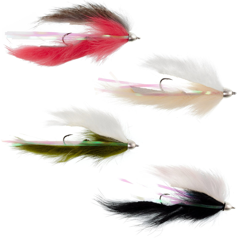 Dolly Llama Stinger Streamer Flies Collection - Set of 4 Salmon Steelhead Trout Alaska Fly Fishing Flies - Hook Size 4 - Get Tight Gear