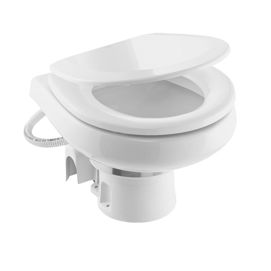 Dometic MasterFlush 7260 White Electric Macerating Toilet w/Orbit Base - Raw Water - 12V - Get Tight Gear