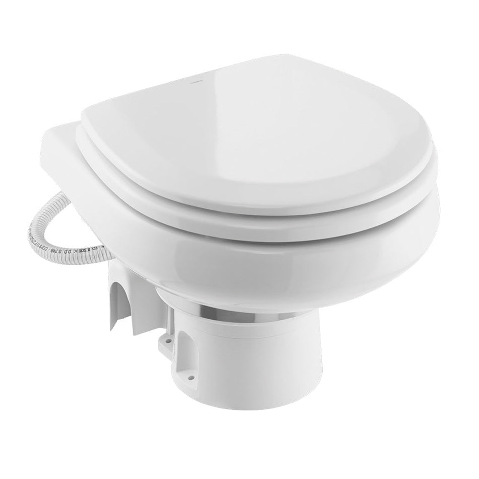 Dometic MasterFlush 7260 White Electric Macerating Toilet w/Orbit Base - Raw Water - 12V - Get Tight Gear
