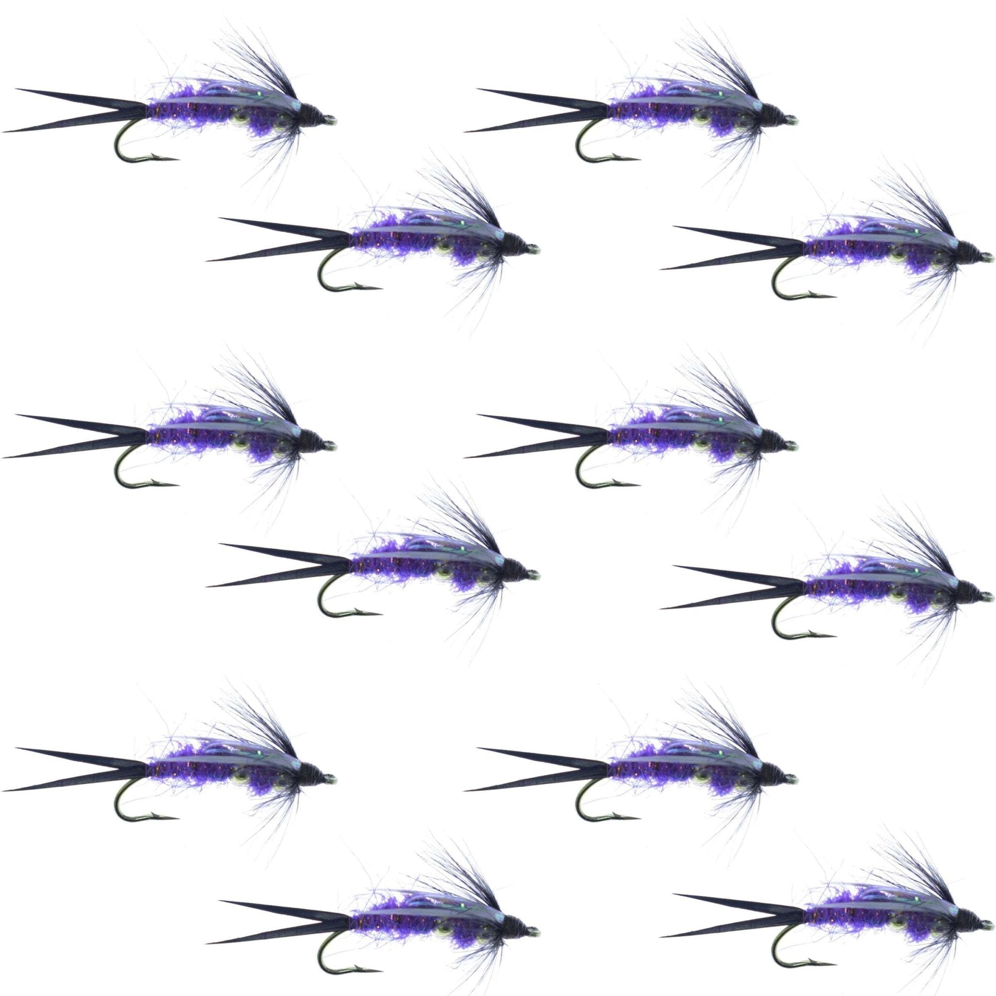 Double Bead Purple Psycho Prince Nymph Fly Fishing Flies - 1 Dozen Flies Hook Size 8 - Get Tight Gear