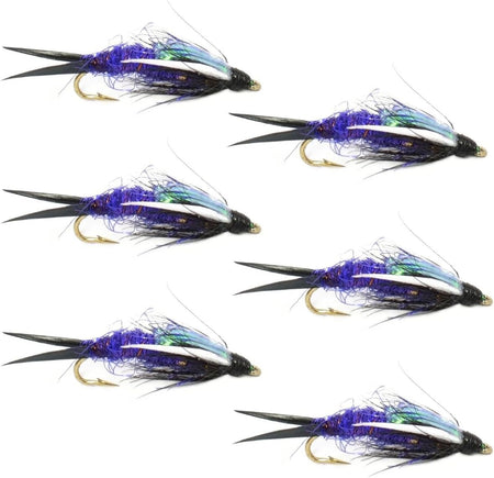 Double Bead Purple Psycho Prince Nymph Fly Fishing Flies - 6 Flies Hook Size 8 - Get Tight Gear