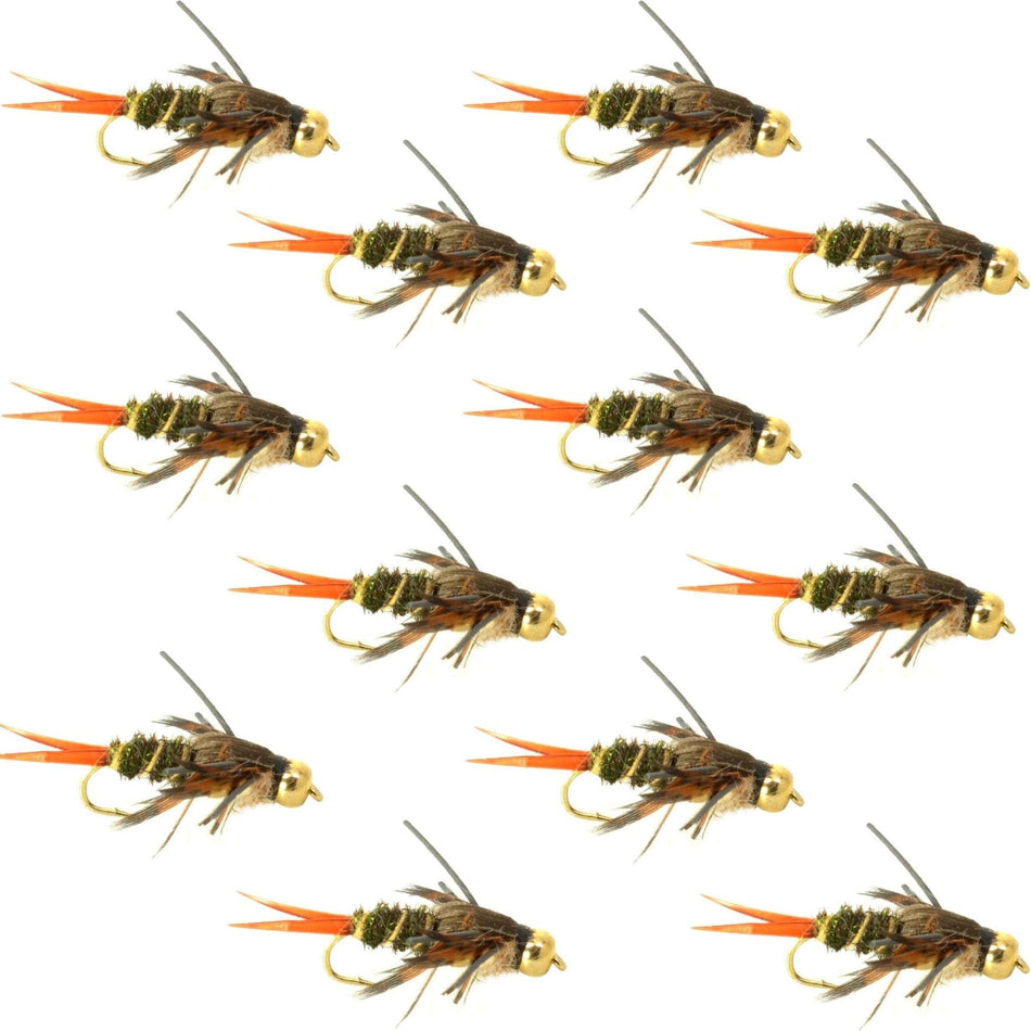 Double Bead Twenty Incher Nymph Fly Fishing Flies - 1 Dozen Flies Hook Size 10 - Get Tight Gear