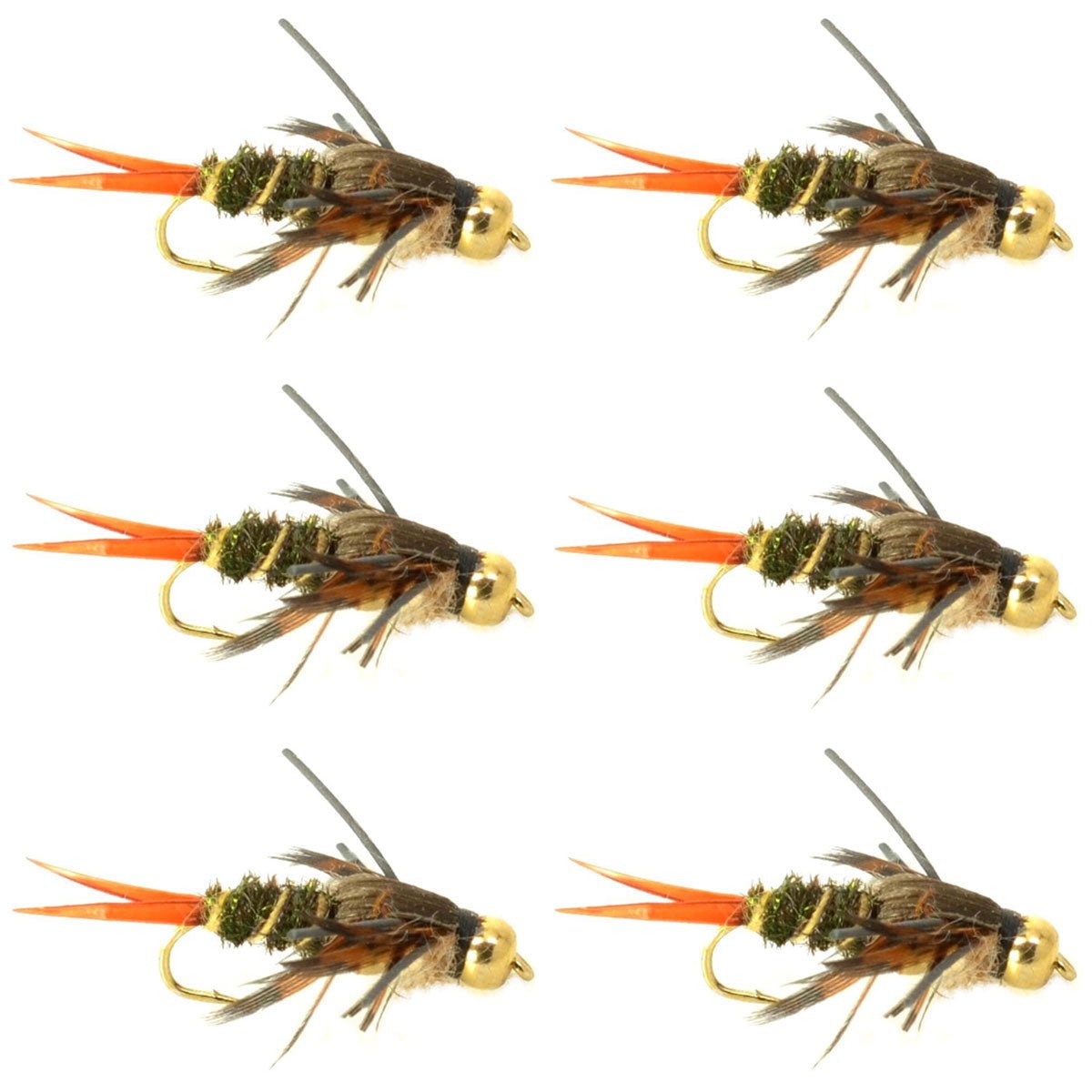 Double Bead Twenty Incher Nymph Fly Fishing Flies - 6 Flies Hook Size 12 - Get Tight Gear