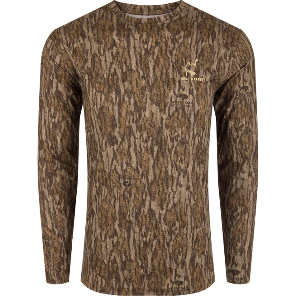 Drake Ol' Tom Performance Crew Camo Print LS MO Bottomland Large - Get Tight Gear