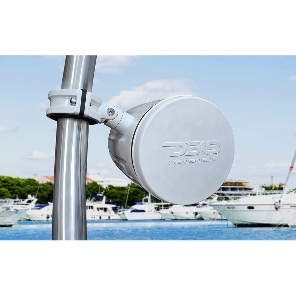 DS18 Silicone Marine Speaker Cover f/8" Speakers - White - Get Tight Gear