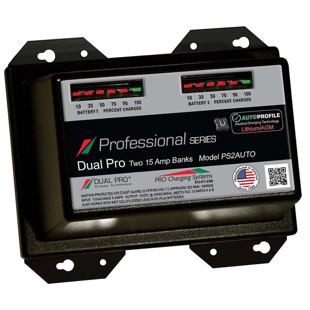 Dual Pro PS2 Auto 15A - 2 - Bank Lithium/AGM Battery Charger - Get Tight Gear