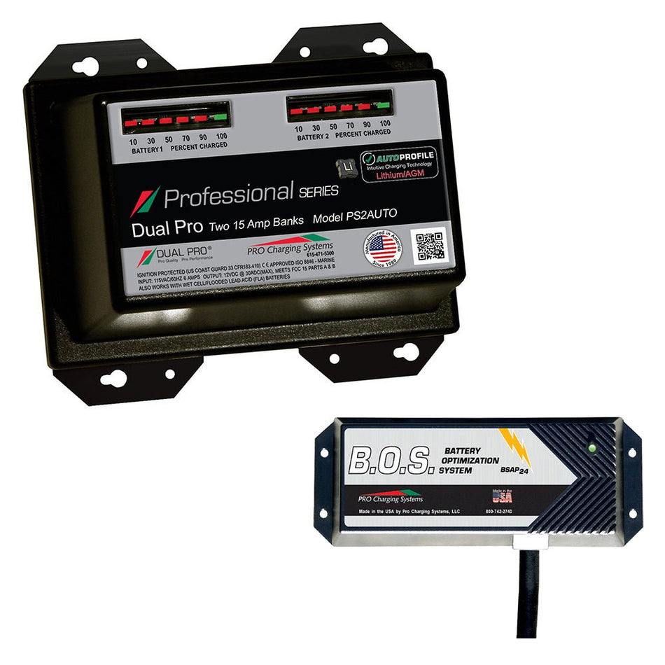 Dual Pro PS2 Auto 2 Bank Battery Charger w/2 Bank B.O.S. - Get Tight Gear