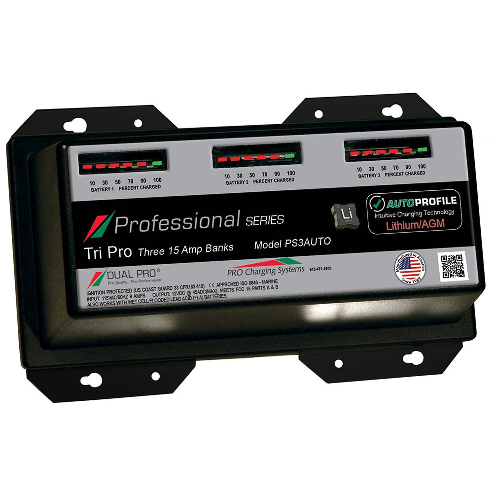 Dual Pro PS3 Auto 15A - 3 - Bank Lithium/AGM Battery Charger - Get Tight Gear