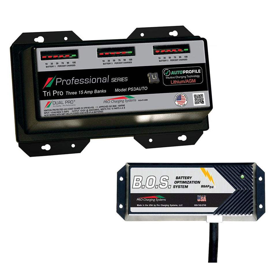 Dual Pro PS3 Auto 3 Bank Battery Charger w/3 Bank B.O.S. - Get Tight Gear