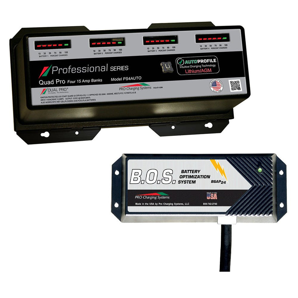 Dual Pro PS4 Auto 4 Bank Battery Charger w/3 Bank B.O.S. - Get Tight Gear