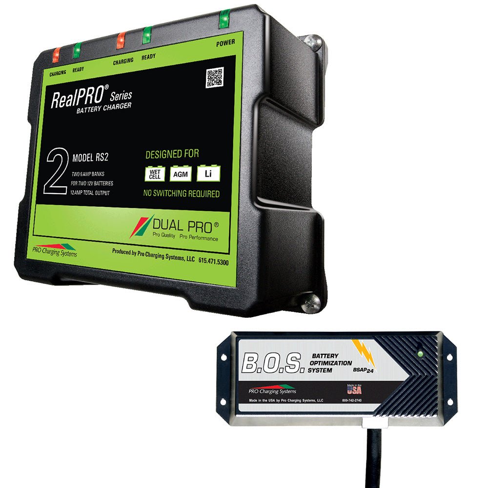 Dual Pro RS2 2 Bank Battery Charger w/2 Bank B.O.S. - Get Tight Gear