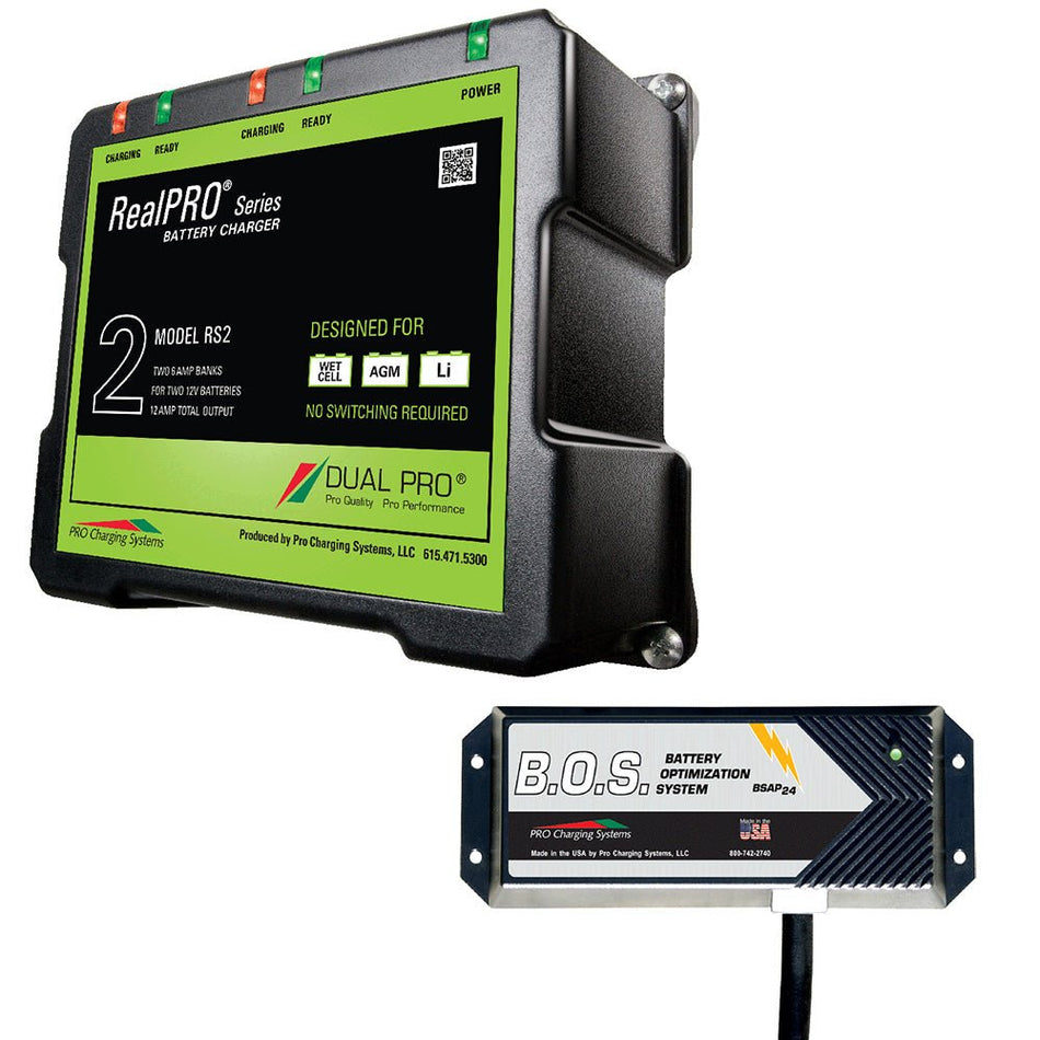 Dual Pro RS2 2 Bank Battery Charger w/2 Bank B.O.S. - Get Tight Gear