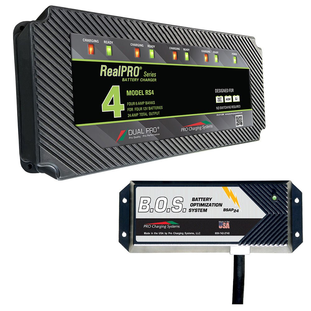 Dual Pro RS4 4 Bank Battery Charger w/3 Bank B.O.S. - Get Tight Gear