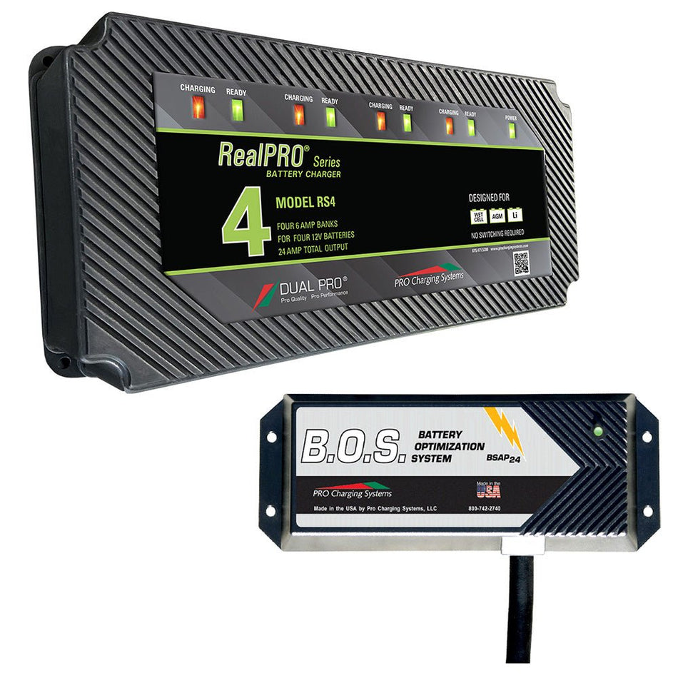Dual Pro RS4 4 Bank Battery Charger w/3 Bank B.O.S. - Get Tight Gear