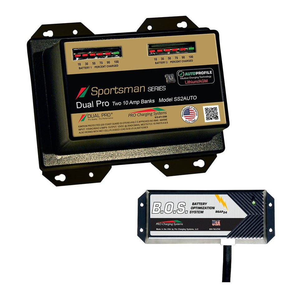 Dual Pro SS2 Auto 2 Bank Battery Charger w/2 Bank B.O.S. - Get Tight Gear