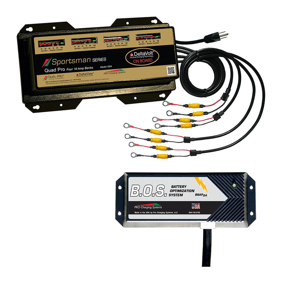 Dual Pro SS4 4 Bank Battery Charger w/3 Bank B.O.S. - Get Tight Gear