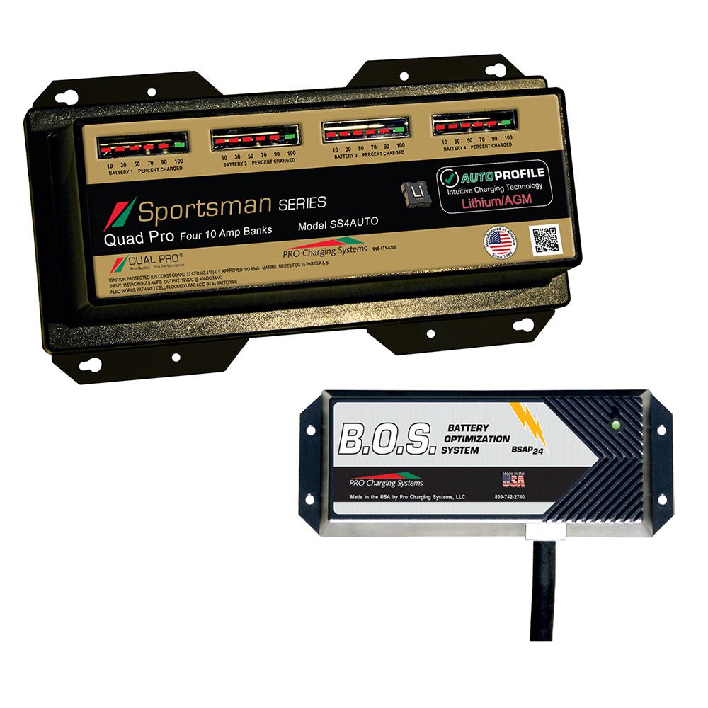 Dual Pro SS4 Auto 4 Bank Battery Charger w/3 Bank B.O.S. - Get Tight Gear
