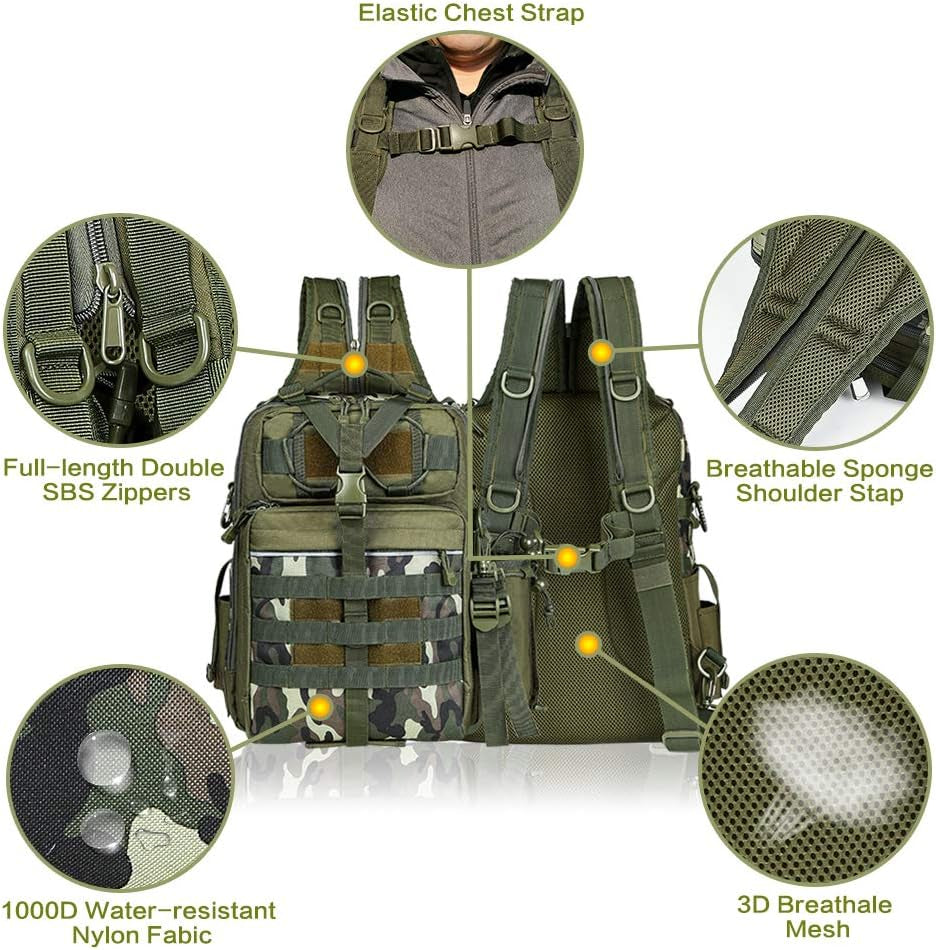 Premium Water-Resistant Fishing Backpack - BLISSWILL Outdoor Tackle Bag for Anglers