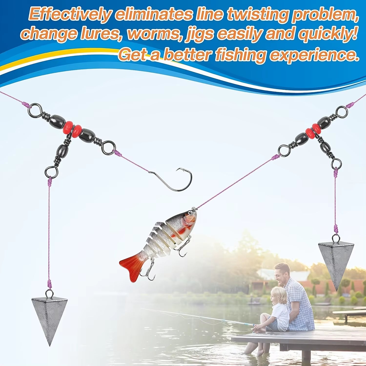 T-Shape Barrel Swivels - Three-Way Swivel Connectors for Fishing Tackle and Catfish Rigs