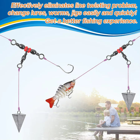 T-Shape Barrel Swivels - Three-Way Swivel Connectors for Fishing Tackle and Catfish Rigs