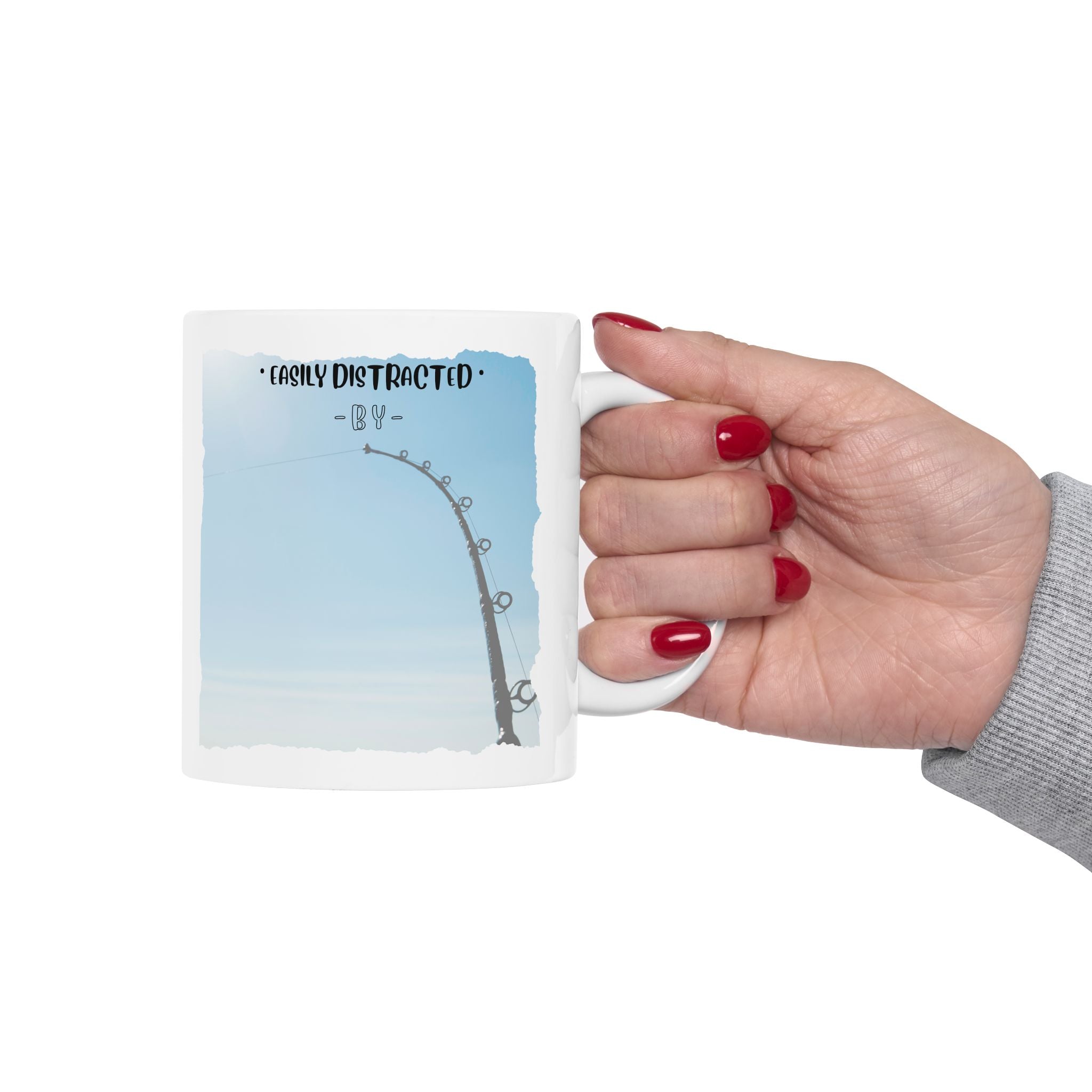 Easily Distracted By Fishing Ceramic Mug - Bent Rod - Get Tight Gear