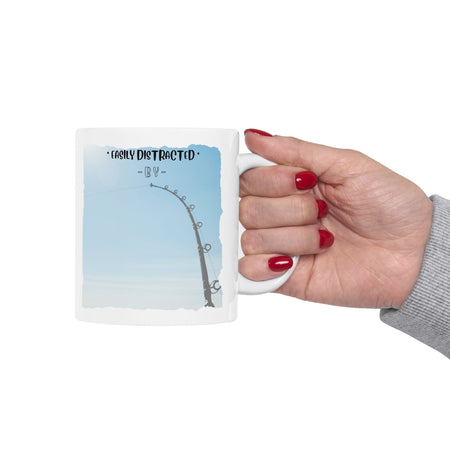 Easily Distracted By Fishing Ceramic Mug - Bent Rod - Get Tight Gear