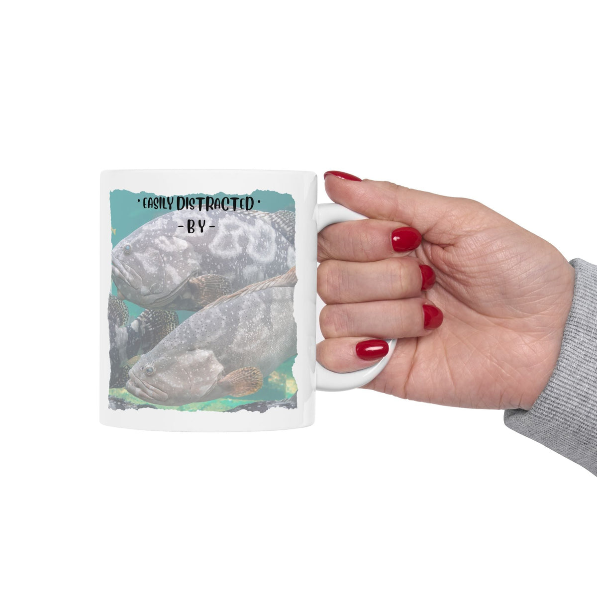 Easily Distracted By Fishing Ceramic Mug - Groupers - Get Tight Gear