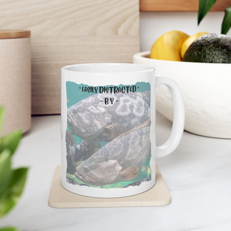 Easily Distracted By Fishing Ceramic Mug - Groupers - Get Tight Gear