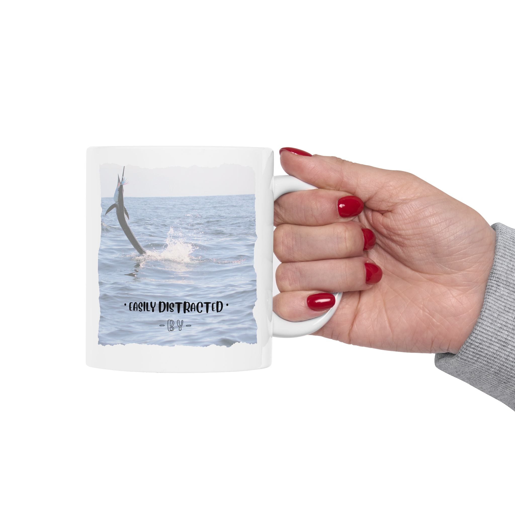 Easily Distracted By Fishing Ceramic Mug - Leaping Sailfish - Get Tight Gear