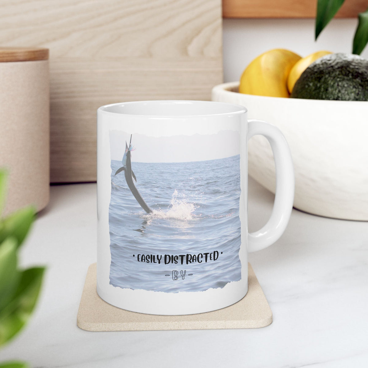 Easily Distracted By Fishing Ceramic Mug - Leaping Sailfish - Get Tight Gear