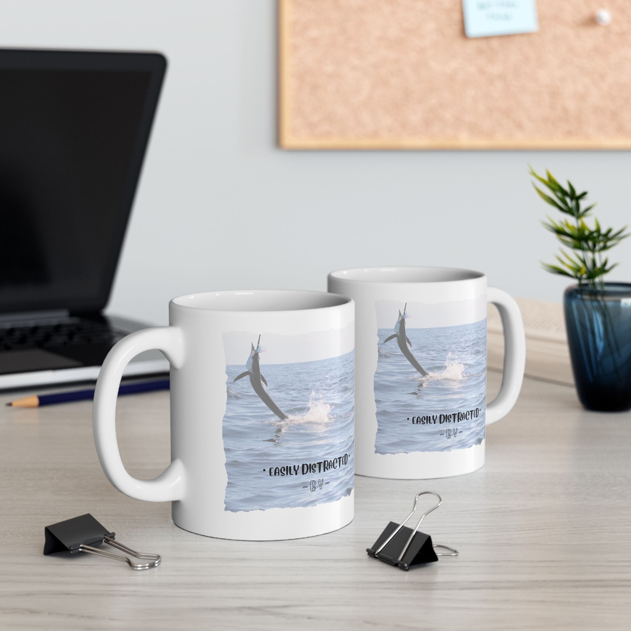 Easily Distracted By Fishing Ceramic Mug - Leaping Sailfish - Get Tight Gear