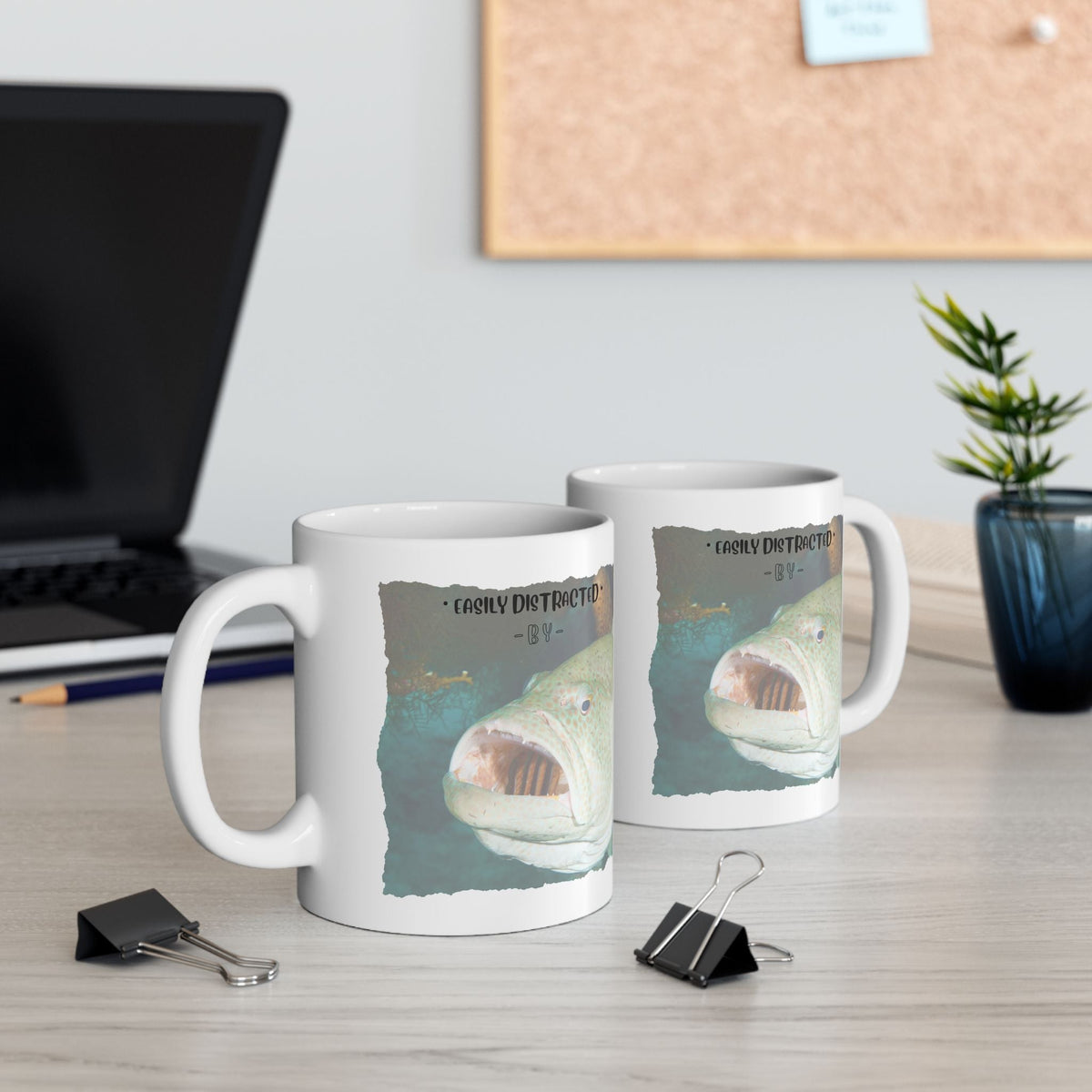 Easily Distracted By Fishing Ceramic Mug - Reef Fish - Get Tight Gear