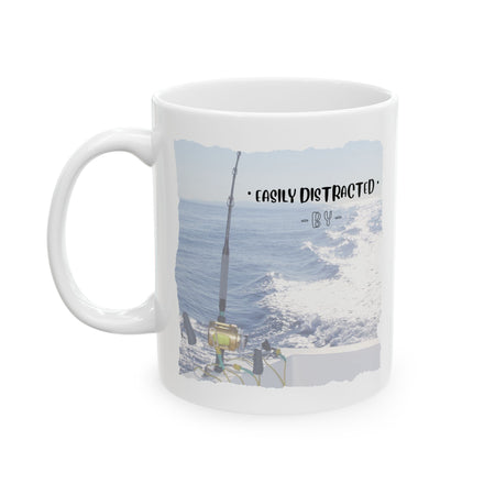 Easily Distracted By Fishing Ceramic Mug - Single Troll - Get Tight Gear
