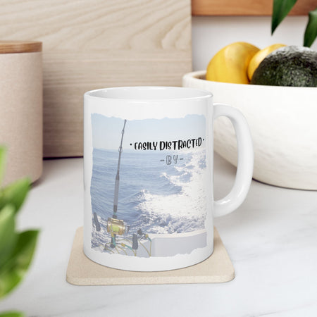 Easily Distracted By Fishing Ceramic Mug - Single Troll - Get Tight Gear