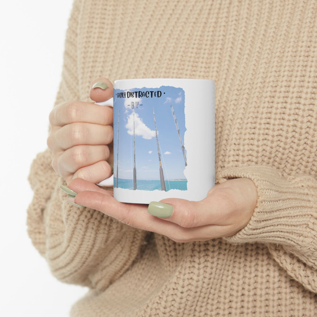 Easily Distracted By Fishing Ceramic Mug - Three Rods - Get Tight Gear