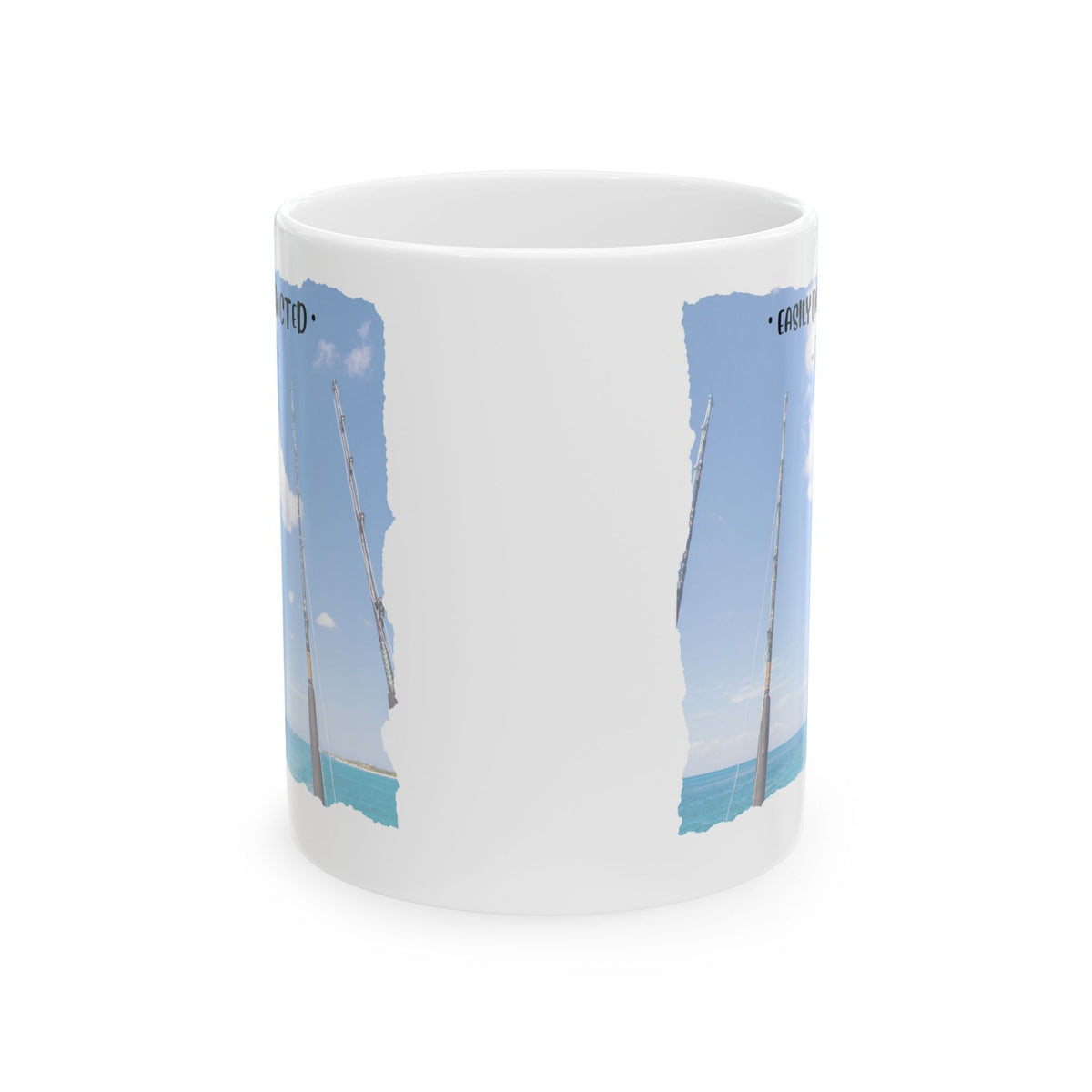 Easily Distracted By Fishing Ceramic Mug - Three Rods - Get Tight Gear
