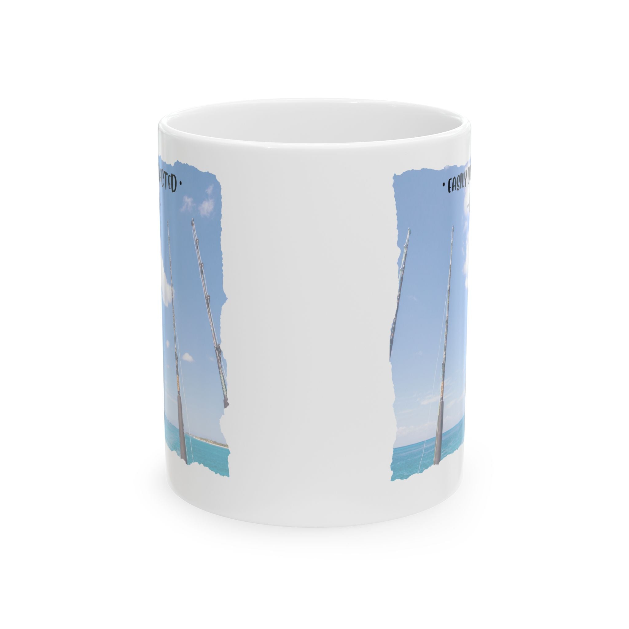 Easily Distracted By Fishing Ceramic Mug - Three Rods - Get Tight Gear