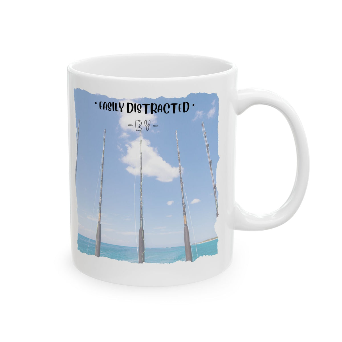 Easily Distracted By Fishing Ceramic Mug - Three Rods - Get Tight Gear