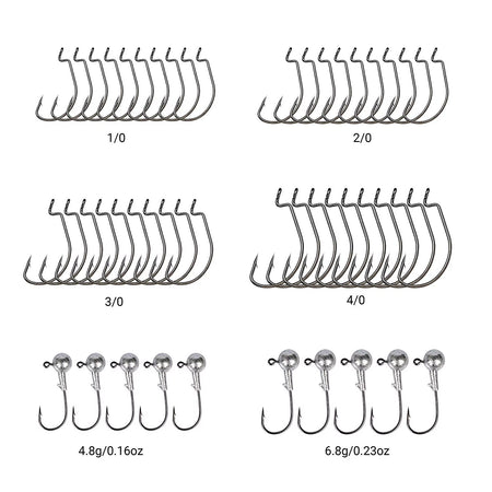 Premium Fishing Tackle Box Set Including Hooks, Swivels, Weights, Jig Heads, and Sinkers for Freshwater Angling
