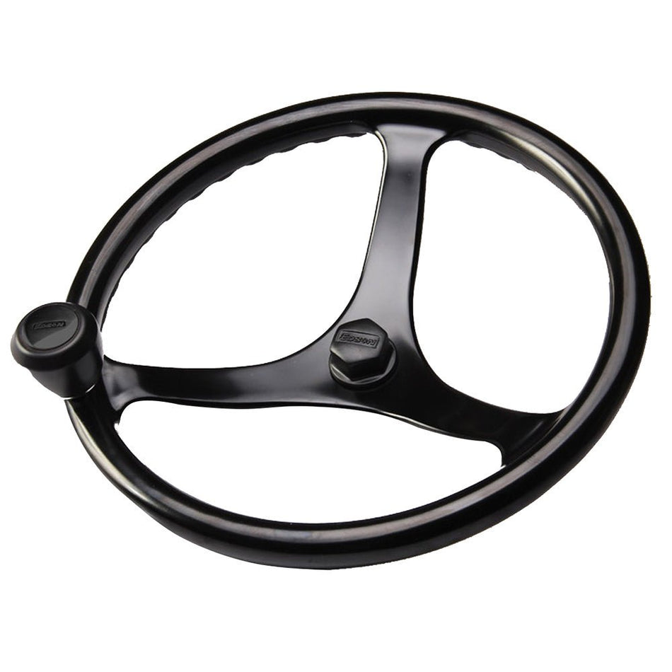 Edson Power Wheel Black w/Black Nut & Black Knob - 14.5" - Get Tight Gear
