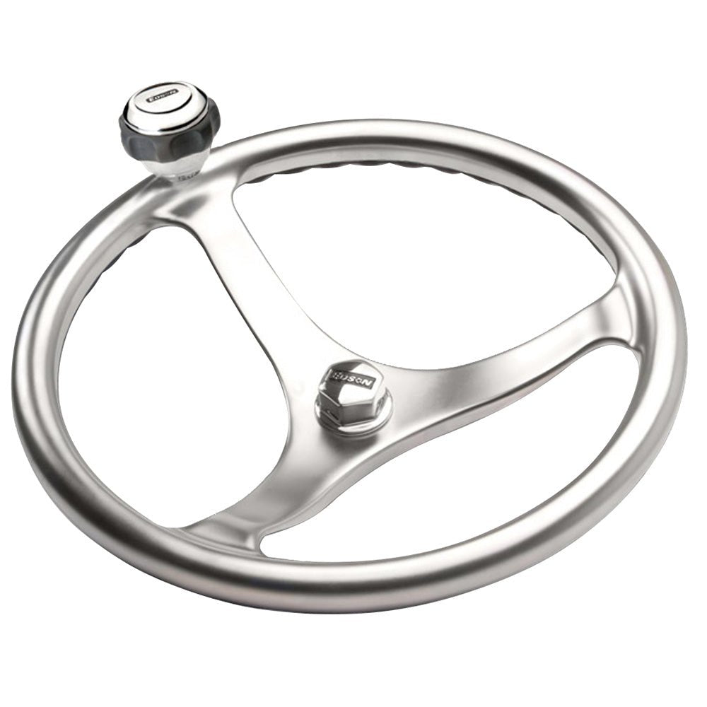 Edson Satin Finish Stainless Steel ComfortGrip 13" PowerWheel w/Knob & Nut - Get Tight Gear