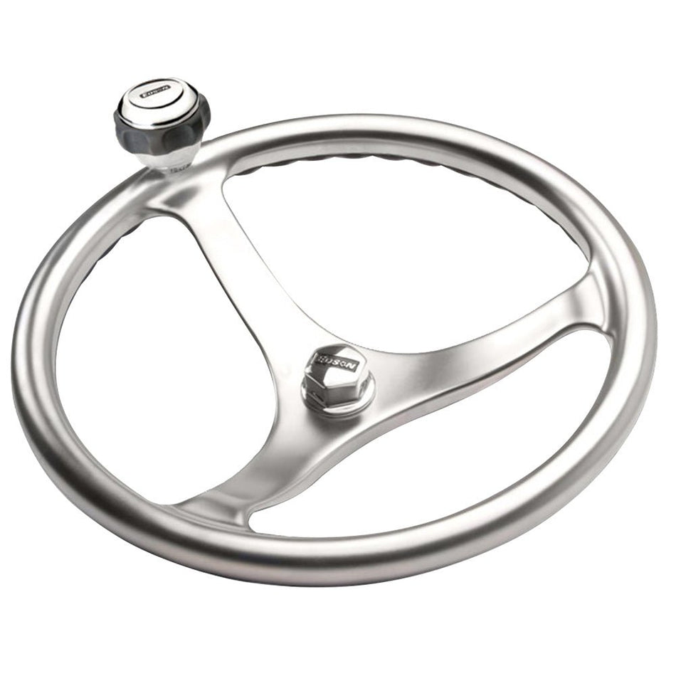 Edson Satin Finish Stainless Steel ComfortGrip 13" PowerWheel w/Knob & Nut - Get Tight Gear