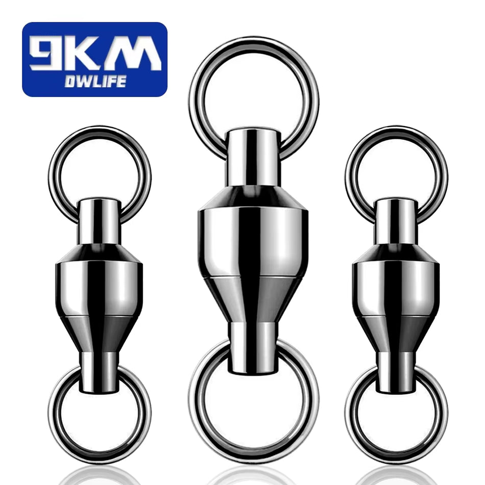 9KM 10-Piece Heavy-Duty Fishing Ball Bearing Swivels with Durable Stainless Steel Connectors