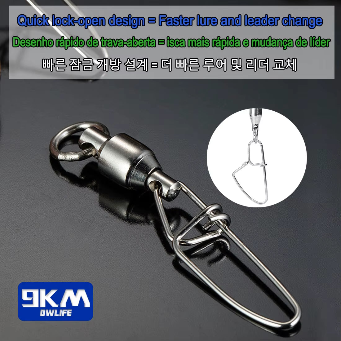 Stainless Steel Saltwater Fishing Swivels with Ball Bearing Snap - Available in Packs of 20 to 100 Interlock Connector Cross Lock Snaps