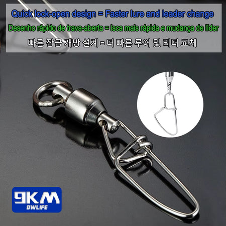Stainless Steel Saltwater Fishing Swivels with Ball Bearing Snap - Available in Packs of 20 to 100 Interlock Connector Cross Lock Snaps