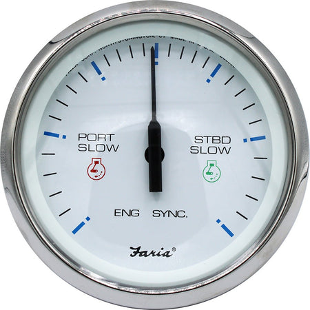 Faria 4" Chesapeake SS White Engine Synchronizer - Dual Gas & Var Ratio Alt Diesel - Get Tight Gear